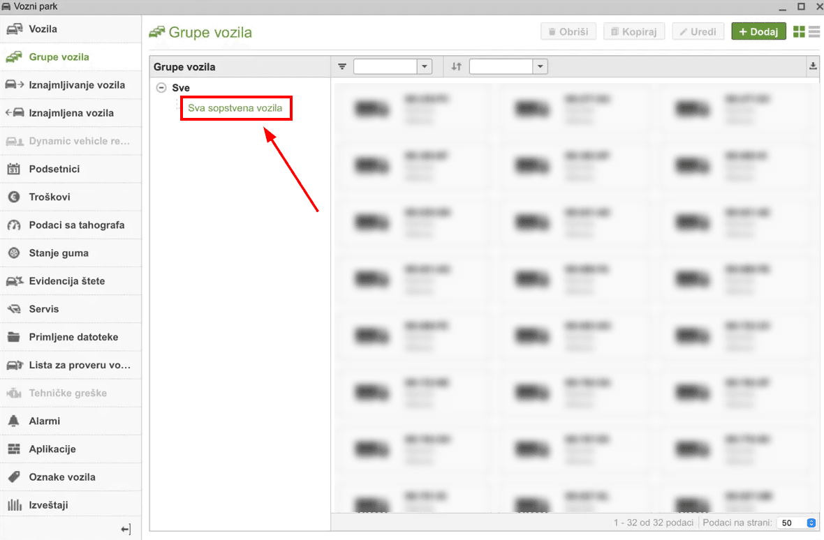 Select "All own vehicles"