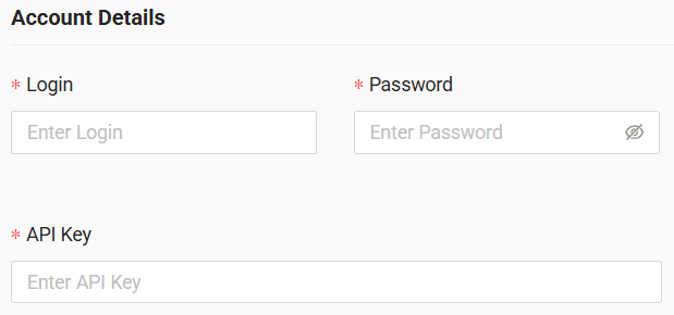 In the form, enter login, password and API key (company) received from your GPS provider