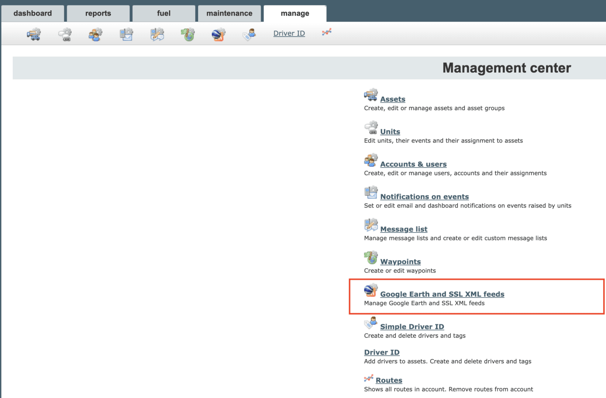 Select “Google Earth and SSL XML feeds”