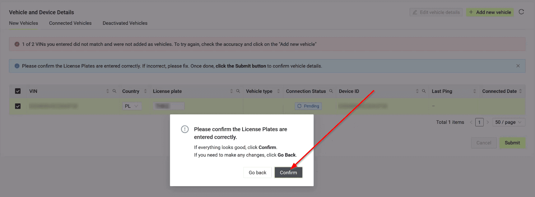 Click “Confirm”