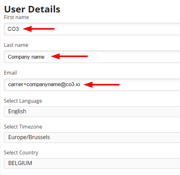 Fill in the required data