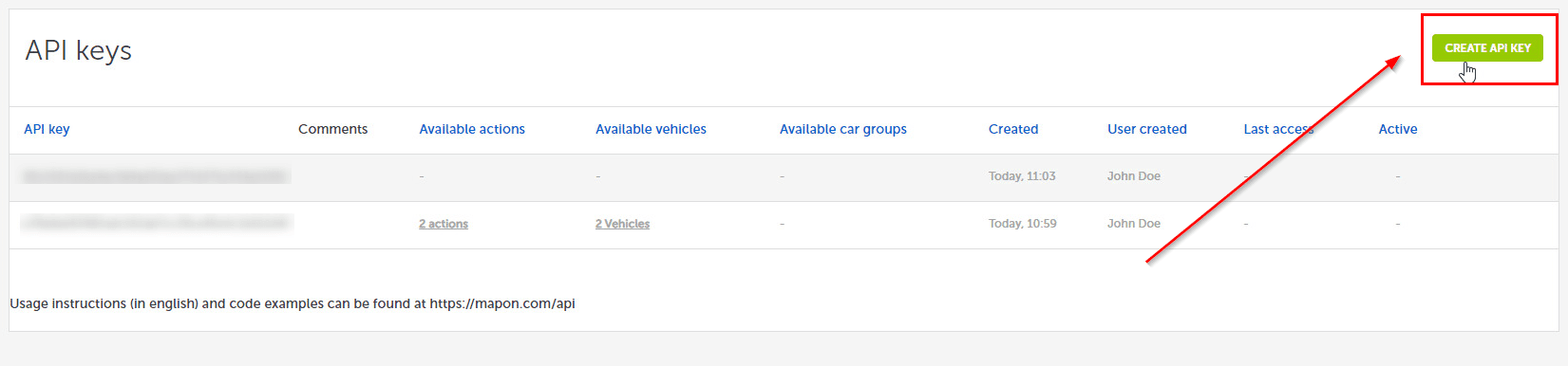 Click “Create API key”