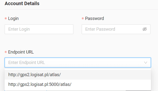 Fill out the form: enter the username and password for the created account and choose the URL