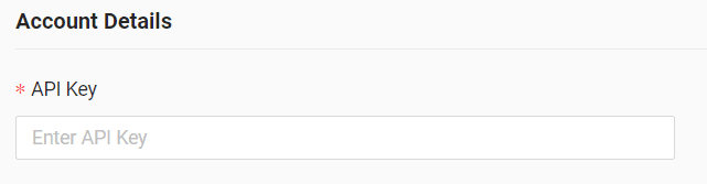 In the form, enter API key you created earlier