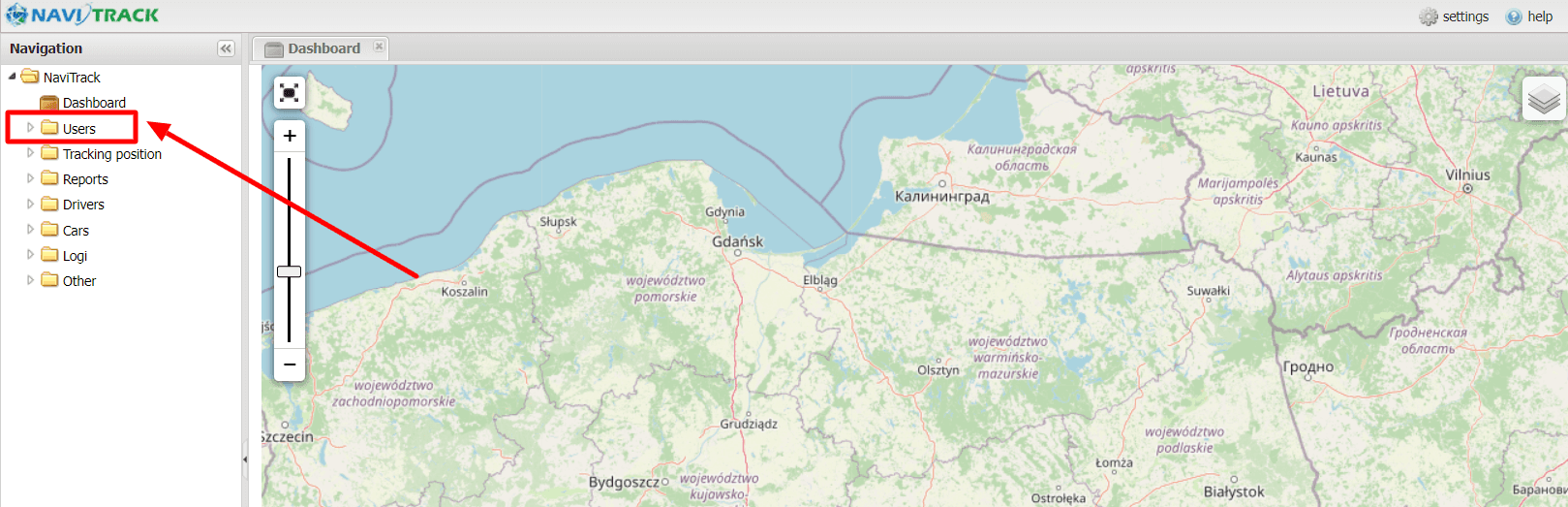 From the navigation, select “Users”
