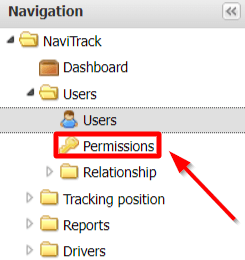 From the navigation, select the “Permissions” option
