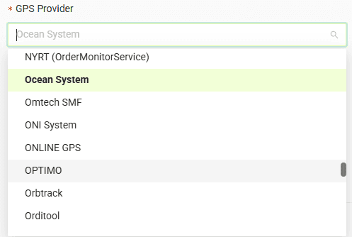 Select your GPS provider from the list
