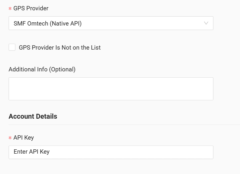 In the form enter the API key received from your GPS provider