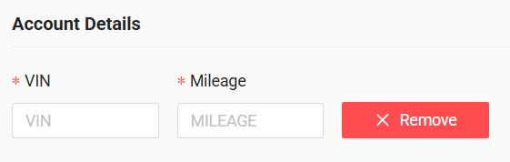 In the form, enter the VIN and mileage of the vehicle