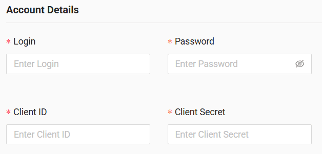 In the form, enter login, password, client ID and client secret received from your GPS provider