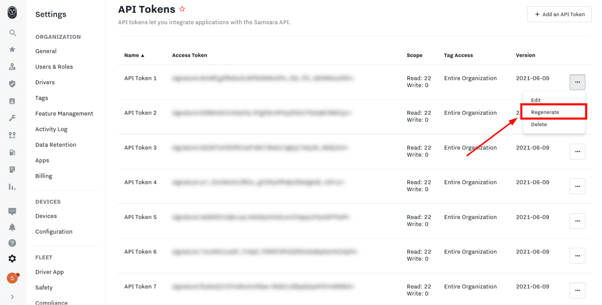 Click "Copy to clipboard" to copy the token
Note: The token will no longer be visible after closing or refreshing the page. If you lose it, you will need to create a new one (see the image below)