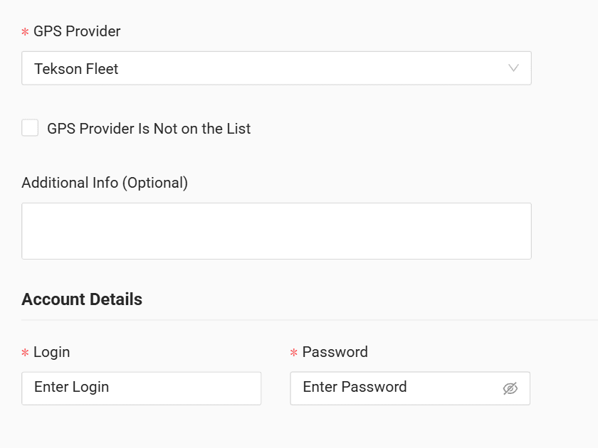 In the form, enter the generated login and password