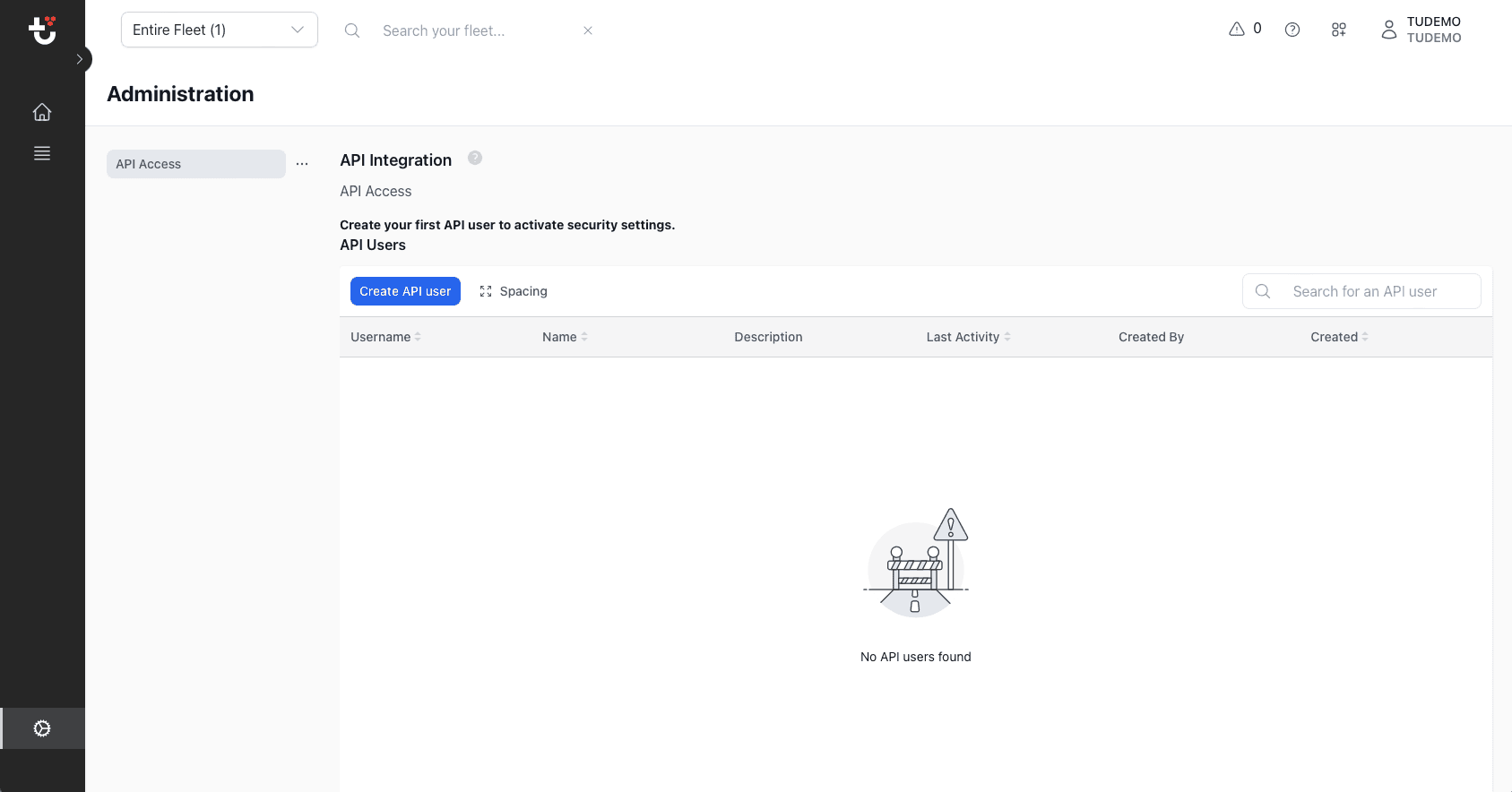Click "Create API User"