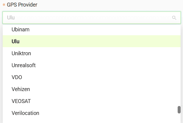 Select your GPS provider from the list