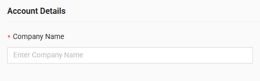 In the form, enter your company name